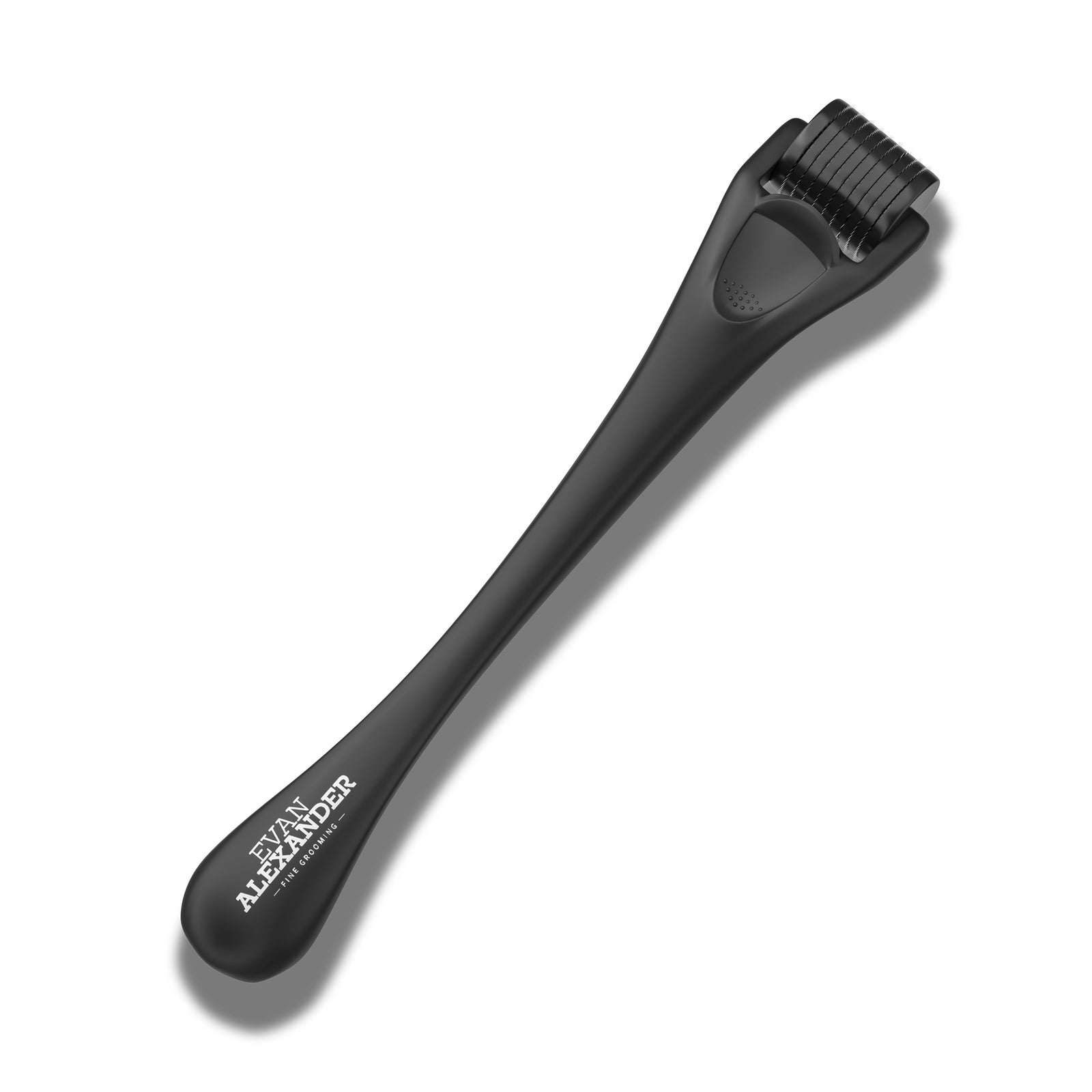 A black medical-grade derma roller for beard growth.