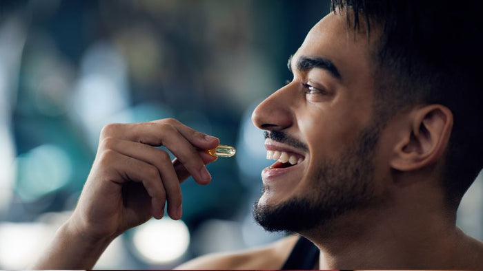 Man eating a colon cleanser.