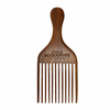 Wooden comb with 'Evan Alexander' branding on a white background