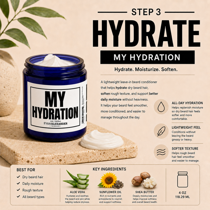 My Hydration product with branding and product details on a beige background